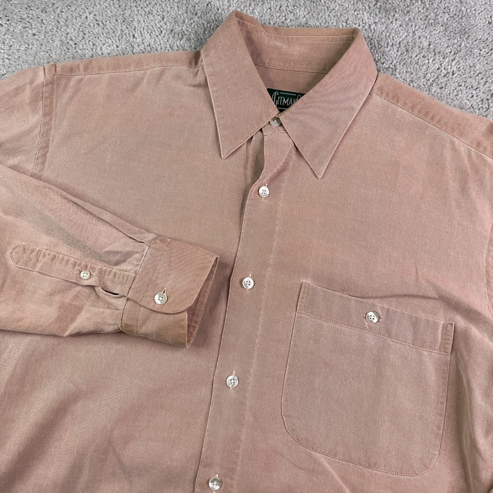 Gitman Bros Shirt Mens Medium Brown Tan Cotton Lyocell Twill Button Down Italy